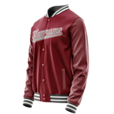 Custom Crimson Gray Solid Color Varsity Letterman Jacket JA02240617KZ529