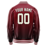 Custom Crimson Cream Solid Color Varsity Letterman Jacket JA02240617KZ510