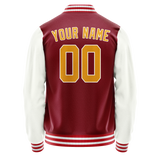 Custom Crimson White Solid Color Varsity Letterman Jacket JA02240617KZ527