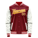 Custom Crimson White Solid Color Varsity Letterman Jacket JA02240617KZ527