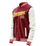 Custom Crimson White Solid Color Varsity Letterman Jacket JA02240617KZ527