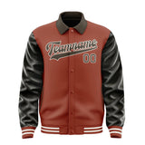 Custom Coral Red Brown Jacket