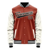 Custom Texas-Orange Cream Solid Color Varsity Letterman Jacket JA02240617JG442