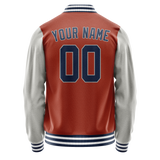 Custom Texas-Orange Gray Solid Color Varsity Letterman Jacket JA02240617JG446