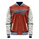 Custom Texas-Orange Gray Solid Color Varsity Letterman Jacket JA02240617JG446