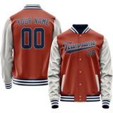 Custom Texas-Orange Gray Solid Color Varsity Letterman Jacket