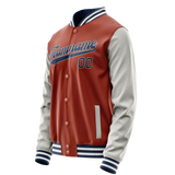 Custom Texas-Orange Gray Solid Color Varsity Letterman Jacket JA02240617JG446