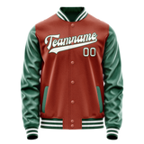 Custom Texas-Orange Kelly-Green Solid Color Varsity Letterman Jacket JA02240617JG419