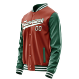 Custom Texas-Orange Kelly-Green Solid Color Varsity Letterman Jacket JA02240617JG419