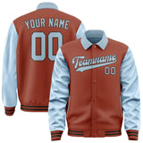 Custom Coral Red Light Blue Jacket