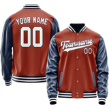 Custom Texas-Orange Royal Solid Color Varsity Letterman Jacket JA02240617JG429