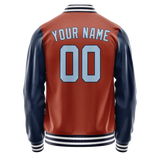 Custom Texas-Orange Navy Solid Color Varsity Letterman Jacket JA02240617JG421