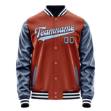 Custom Texas-Orange Navy Solid Color Varsity Letterman Jacket JA02240617JG421