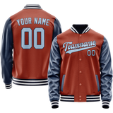 Custom Texas-Orange Navy Solid Color Varsity Letterman Jacket