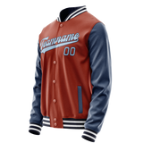 Custom Texas-Orange Navy Solid Color Varsity Letterman Jacket JA02240617JG421