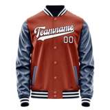 Custom Texas-Orange Navy Solid Color Varsity Letterman Jacket JA02240617JG420