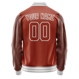 Custom Texas-Orange White Solid Color Varsity Letterman Jacket JA02240617JG445