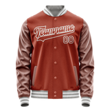 Custom Texas-Orange White Solid Color Varsity Letterman Jacket JA02240617JG445