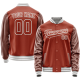 Custom Texas-Orange White Solid Color Varsity Letterman Jacket