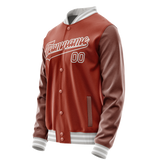 Custom Texas-Orange White Solid Color Varsity Letterman Jacket JA02240617JG445
