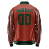 Custom Texas-Orange Teal Solid Color Varsity Letterman Jacket JA02240617JG440