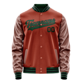 Custom Texas-Orange Teal Solid Color Varsity Letterman Jacket JA02240617JG440