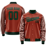 Custom Texas-Orange Teal Solid Color Varsity Letterman Jacket