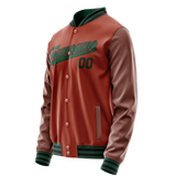Custom Texas-Orange Teal Solid Color Varsity Letterman Jacket JA02240617JG440