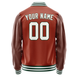 Custom Texas-Orange White Solid Color Varsity Letterman Jacket JA02240617JG424