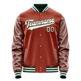 Custom Texas-Orange White Solid Color Varsity Letterman Jacket JA02240617JG424