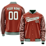 Custom Texas-Orange White Solid Color Varsity Letterman Jacket JA02240617JG424