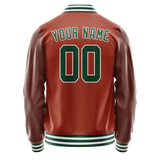 Custom Texas-Orange Kelly-Green Solid Color Varsity Letterman Jacket JA02240617JG423