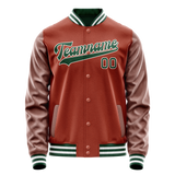 Custom Texas-Orange Kelly-Green Solid Color Varsity Letterman Jacket JA02240617JG423