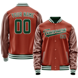 Custom Texas-Orange Kelly-Green Solid Color Varsity Letterman Jacket