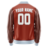 Custom Texas-Orange White Solid Color Varsity Letterman Jacket JA02240617JG434