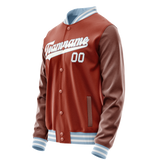Custom Texas-Orange White Solid Color Varsity Letterman Jacket JA02240617JG434