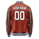 Custom Texas-Orange White Solid Color Varsity Letterman Jacket JA02240617JG438