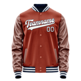 Custom Texas-Orange White Solid Color Varsity Letterman Jacket JA02240617JG438