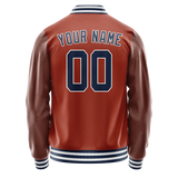 Custom Texas-Orange Navy Solid Color Varsity Letterman Jacket JA02240617JG439