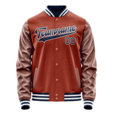 Custom Texas-Orange Navy Solid Color Varsity Letterman Jacket JA02240617JG439