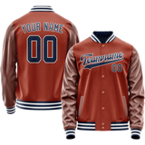Custom Texas-Orange Navy Solid Color Varsity Letterman Jacket JA02240617JG439