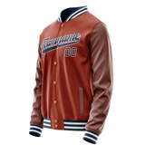 Custom Texas-Orange Navy Solid Color Varsity Letterman Jacket JA02240617JG439
