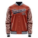 Custom Texas-Orange Navy Solid Color Varsity Letterman Jacket JA02240617JG428
