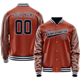 Custom Texas-Orange Navy Solid Color Varsity Letterman Jacket