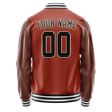 Custom Texas-Orange Black Solid Color Varsity Letterman Jacket JA02240617JG441