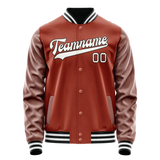Custom Texas-Orange White Solid Color Varsity Letterman Jacket JA02240617JG436
