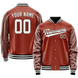 Custom Texas-Orange White Solid Color Varsity Letterman Jacket JA02240617JG436