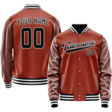 Custom Texas-Orange Black Solid Color Varsity Letterman Jacket JA02240617JG444