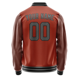 Custom Texas-Orange Gray Solid Color Varsity Letterman Jacket JA02240617JG437
