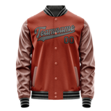 Custom Texas-Orange Gray Solid Color Varsity Letterman Jacket JA02240617JG437